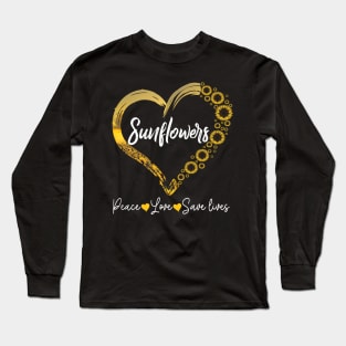 Sunflower Heart Peace Love Save Lives Costume Gift Long Sleeve T-Shirt
